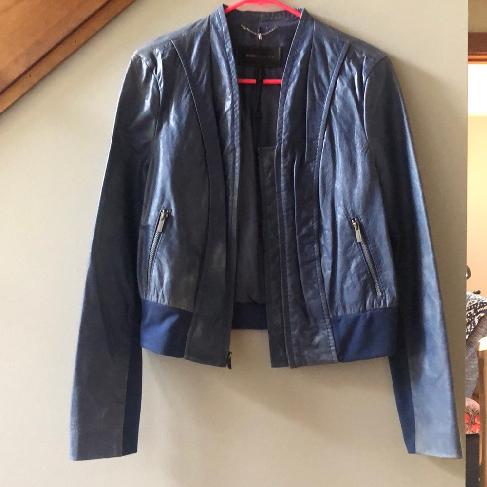 Distressed real leather jacket